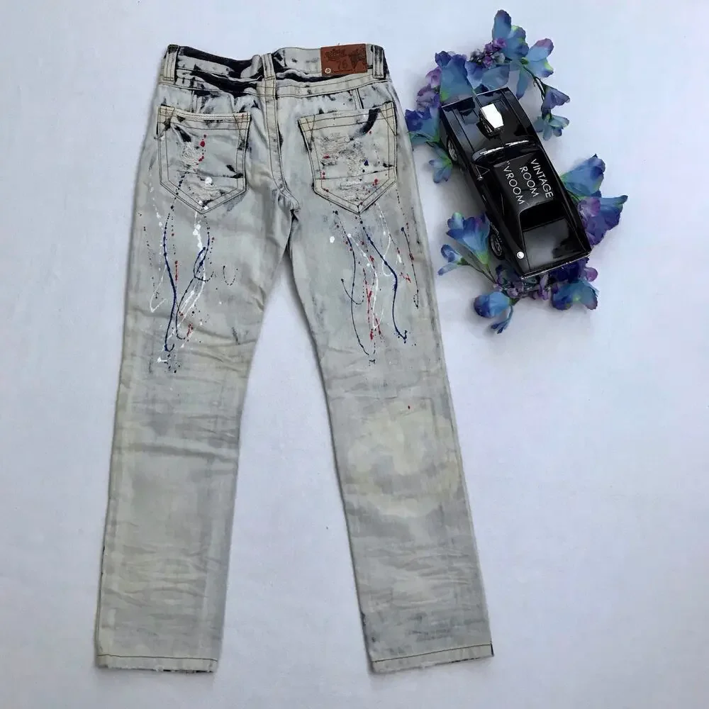 Heritage America NWT Light Wash Distressed Crop Jeans Women 6 *See Description*